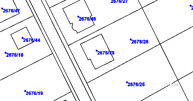 Parcela st. 2676/79 v KÚ Bzenec, Katastrální mapa