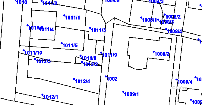 Parcela st. 1011/9 v KÚ Bzenec, Katastrální mapa