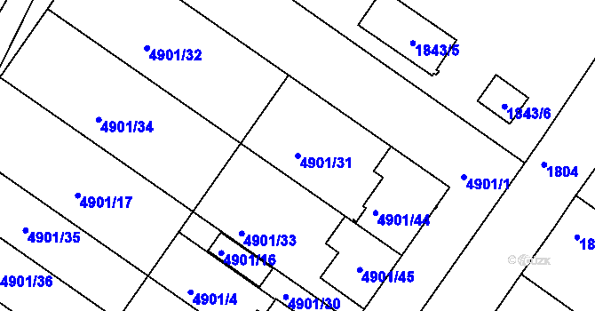 Parcela st. 4901/31 v KÚ Bzenec, Katastrální mapa