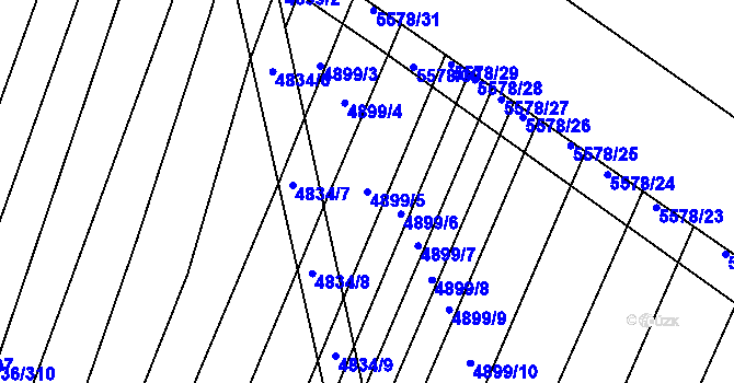 Parcela st. 4899/5 v KÚ Bzenec, Katastrální mapa