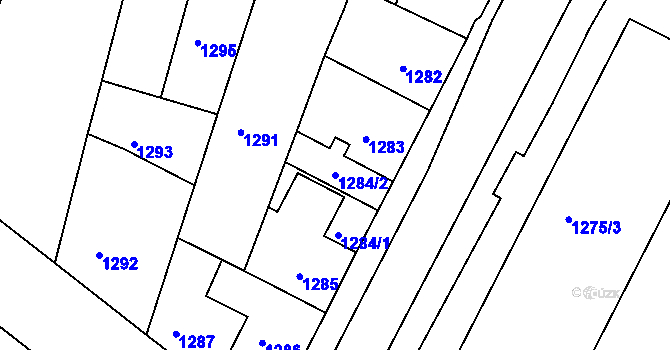 Parcela st. 1284/2 v KÚ Bzenec, Katastrální mapa