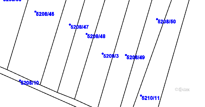 Parcela st. 5208/3 v KÚ Bzenec, Katastrální mapa