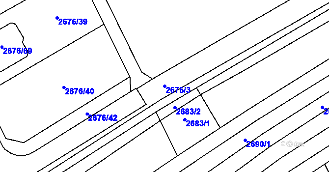 Parcela st. 2676/3 v KÚ Bzenec, Katastrální mapa