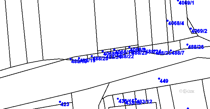Parcela st. 488/21 v KÚ Bzenec, Katastrální mapa