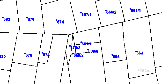 Parcela st. 669/1 v KÚ Bzenec, Katastrální mapa