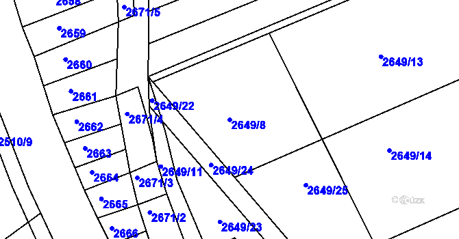 Parcela st. 2649/8 v KÚ Bzenec, Katastrální mapa