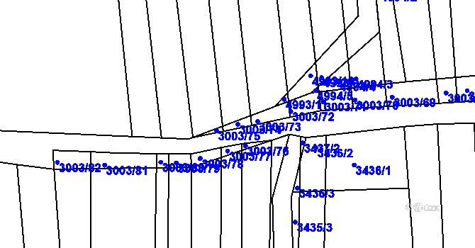 Parcela st. 3003/74 v KÚ Bzenec, Katastrální mapa