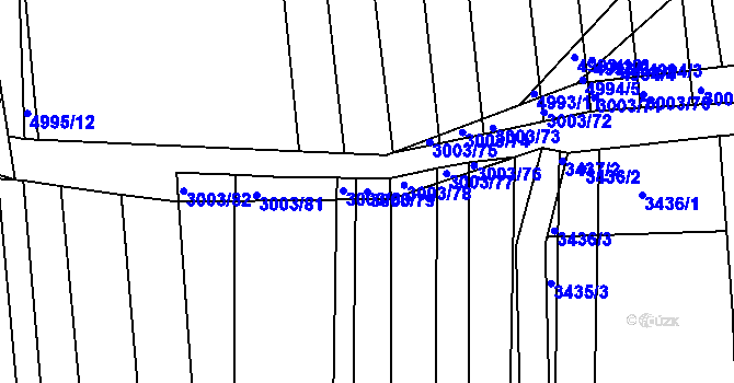 Parcela st. 3003/79 v KÚ Bzenec, Katastrální mapa