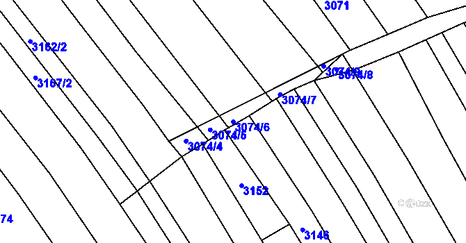 Parcela st. 3074/6 v KÚ Bzenec, Katastrální mapa
