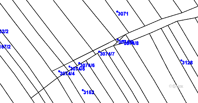 Parcela st. 3074/7 v KÚ Bzenec, Katastrální mapa