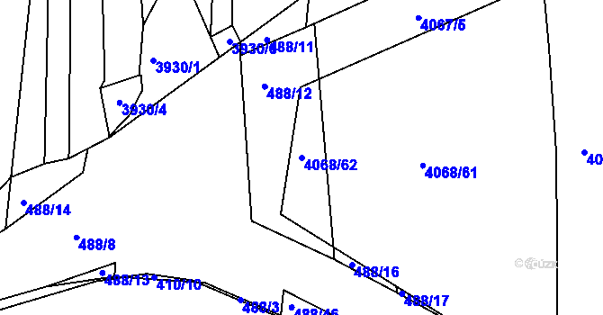 Parcela st. 4068/62 v KÚ Bzenec, Katastrální mapa