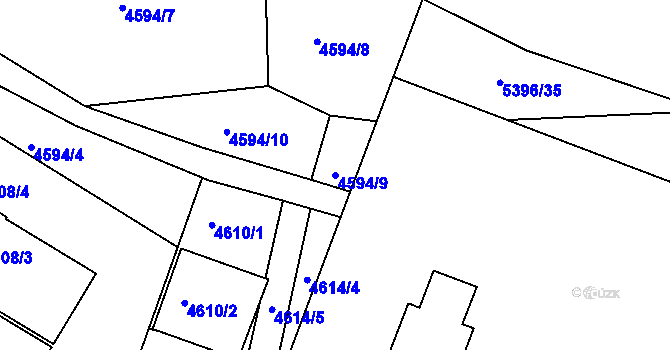 Parcela st. 4594/9 v KÚ Bzenec, Katastrální mapa
