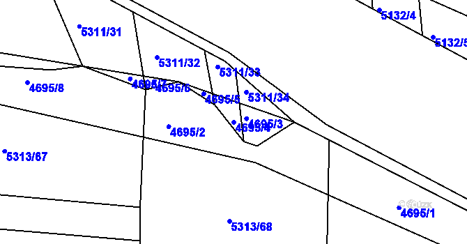Parcela st. 4695/4 v KÚ Bzenec, Katastrální mapa