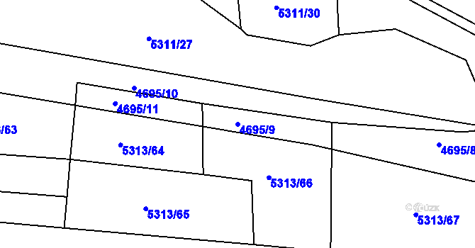 Parcela st. 4695/9 v KÚ Bzenec, Katastrální mapa