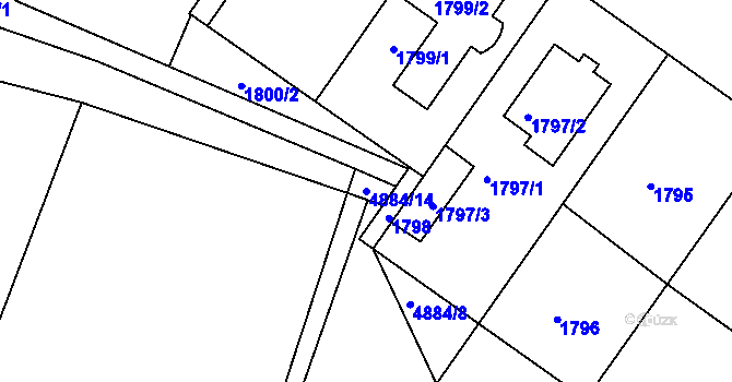 Parcela st. 4884/14 v KÚ Bzenec, Katastrální mapa
