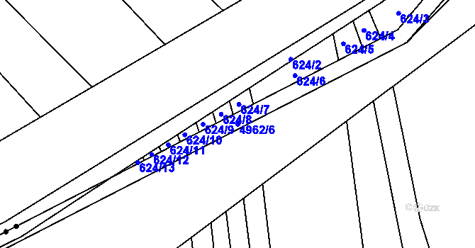 Parcela st. 4962/6 v KÚ Bzenec, Katastrální mapa