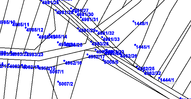 Parcela st. 4962/18 v KÚ Bzenec, Katastrální mapa