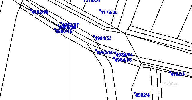 Parcela st. 4962/60 v KÚ Bzenec, Katastrální mapa