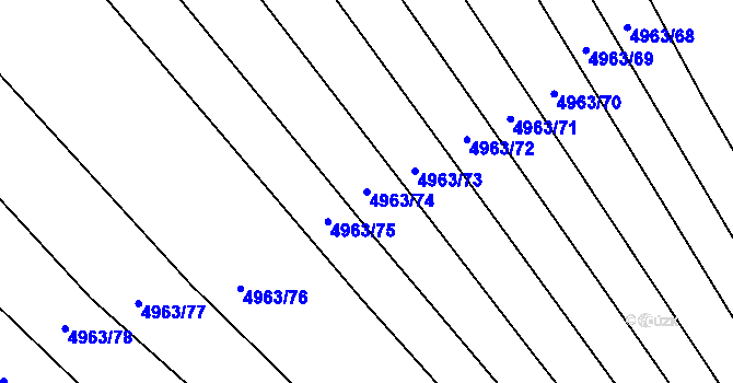 Parcela st. 4963/74 v KÚ Bzenec, Katastrální mapa