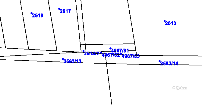 Parcela st. 4967/82 v KÚ Bzenec, Katastrální mapa