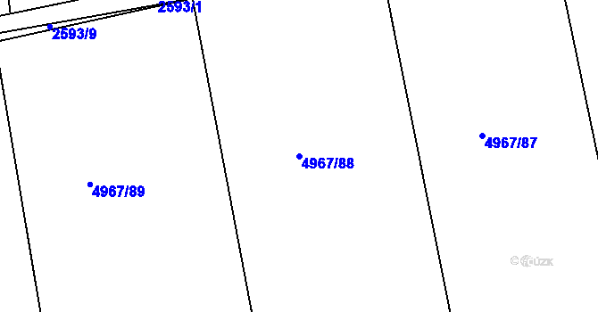 Parcela st. 4967/88 v KÚ Bzenec, Katastrální mapa