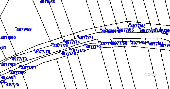 Parcela st. 4977/70 v KÚ Bzenec, Katastrální mapa