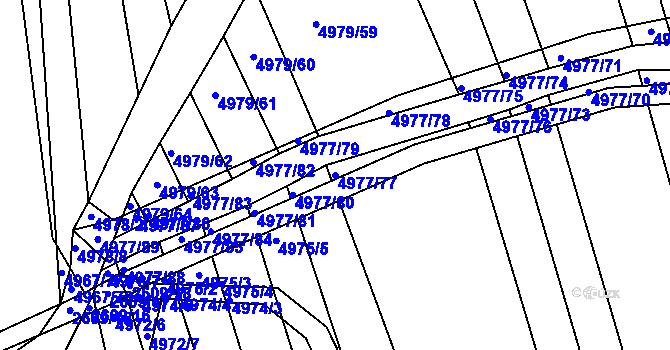 Parcela st. 4977/77 v KÚ Bzenec, Katastrální mapa