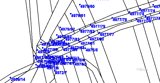 Parcela st. 4977/81 v KÚ Bzenec, Katastrální mapa
