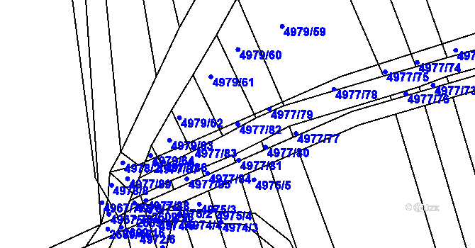 Parcela st. 4977/82 v KÚ Bzenec, Katastrální mapa