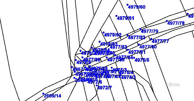 Parcela st. 4977/86 v KÚ Bzenec, Katastrální mapa