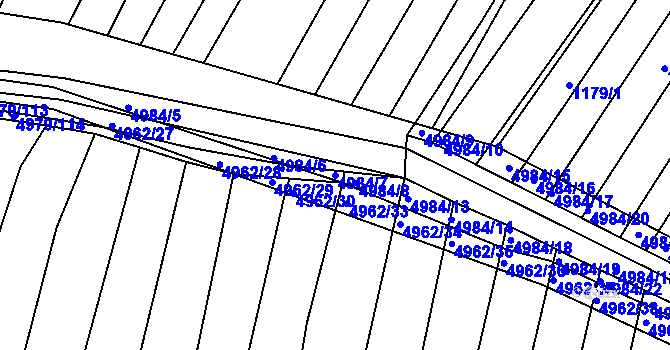 Parcela st. 4984/7 v KÚ Bzenec, Katastrální mapa
