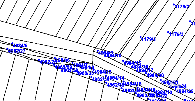 Parcela st. 4984/9 v KÚ Bzenec, Katastrální mapa