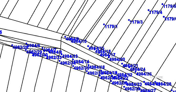 Parcela st. 4984/15 v KÚ Bzenec, Katastrální mapa