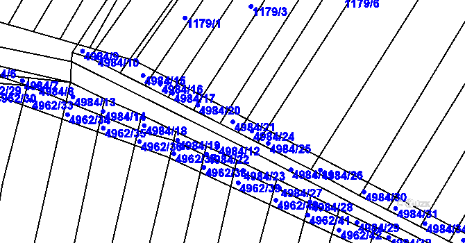 Parcela st. 4984/21 v KÚ Bzenec, Katastrální mapa