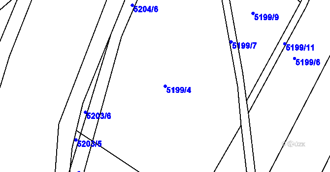 Parcela st. 5199/4 v KÚ Bzenec, Katastrální mapa
