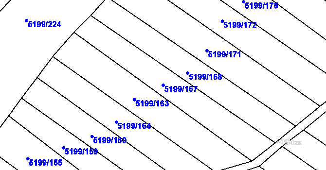 Parcela st. 5199/167 v KÚ Bzenec, Katastrální mapa