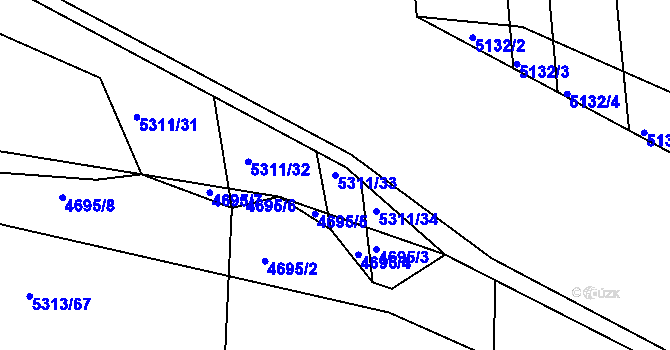 Parcela st. 5311/33 v KÚ Bzenec, Katastrální mapa