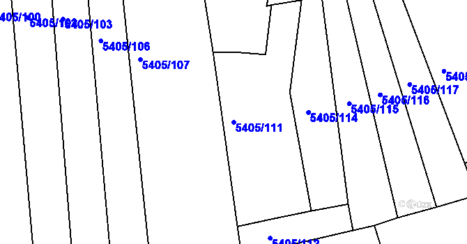 Parcela st. 5405/111 v KÚ Bzenec, Katastrální mapa
