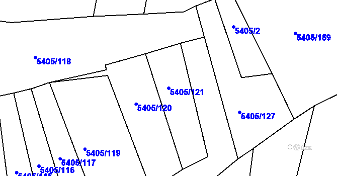 Parcela st. 5405/121 v KÚ Bzenec, Katastrální mapa