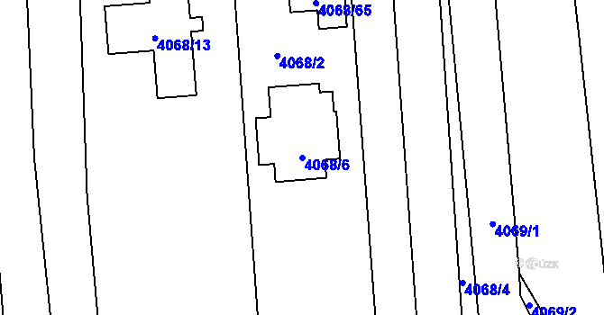 Parcela st. 4068/6 v KÚ Bzenec, Katastrální mapa