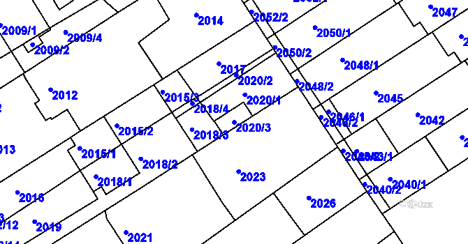 Parcela st. 2020/3 v KÚ Bzenec, Katastrální mapa