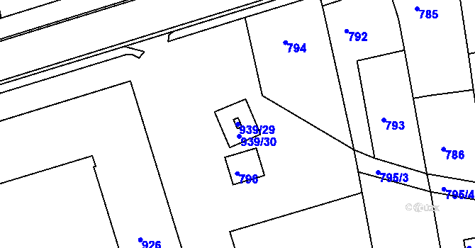 Parcela st. 939/29 v KÚ Bzenec, Katastrální mapa
