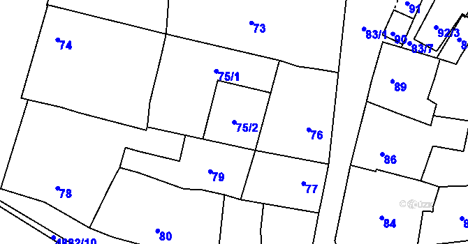 Parcela st. 75/2 v KÚ Bzenec, Katastrální mapa