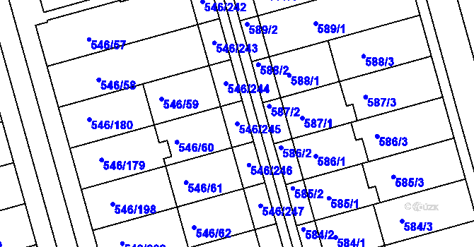 Parcela st. 546/245 v KÚ Bzenec, Katastrální mapa