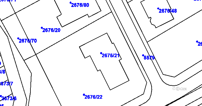 Parcela st. 2676/21 v KÚ Bzenec, Katastrální mapa