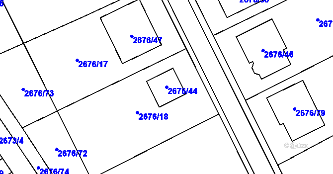 Parcela st. 2676/44 v KÚ Bzenec, Katastrální mapa