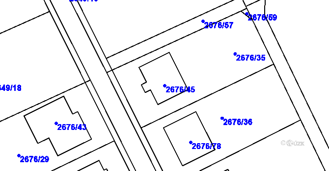 Parcela st. 2676/45 v KÚ Bzenec, Katastrální mapa