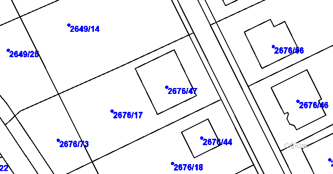 Parcela st. 2676/47 v KÚ Bzenec, Katastrální mapa