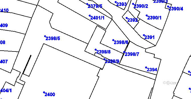 Parcela st. 2398/8 v KÚ Bzenec, Katastrální mapa