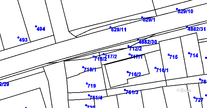 Parcela st. 717/2 v KÚ Bzenec, Katastrální mapa